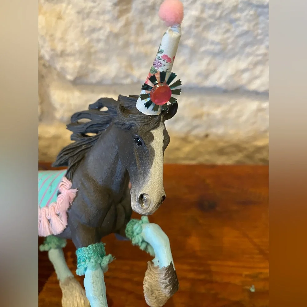 Horse Birthday Cake Pink Aqua Western Cowgirl Clydesdale Mare Cake Topper Toy